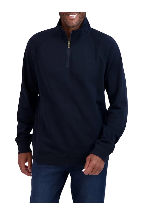 Men's Long-Sleeve Heavyweight Fleece Quarter Zip Sweater (Black, Medium, M)