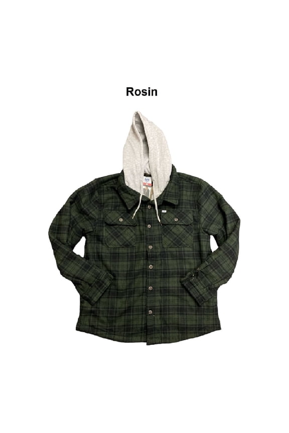 Men's Long Sleeve Warm Sherpa Bonded Brushed Flannel Jacket (Rosin, S)