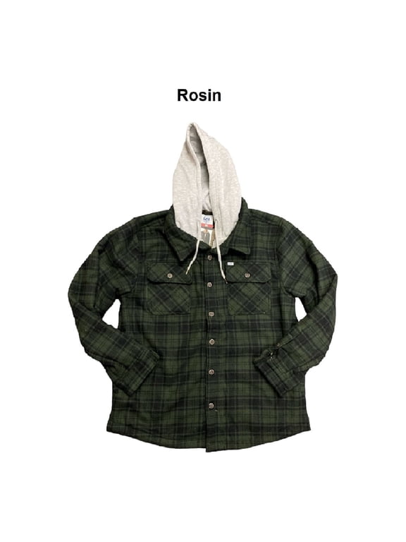 Men's Long Sleeve Warm Sherpa Bonded Brushed Flannel Jacket (Rosin, S)