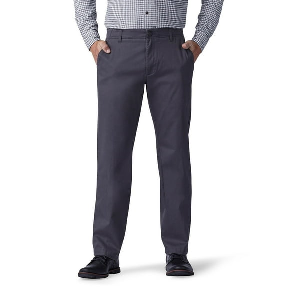 Lee Men's Extreme Motion Flat Front Regular Straight Pant Charcoal 33W x 30L