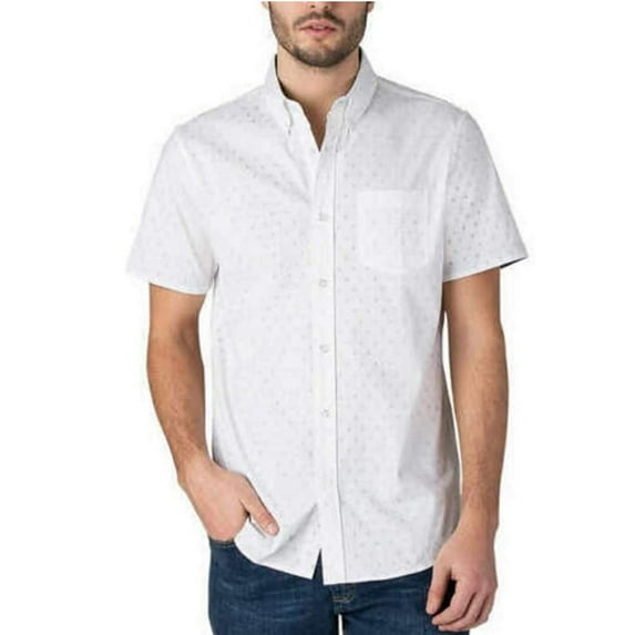 Lee Men's Short Sleeve Button Down Woven Shirt, White, XXL