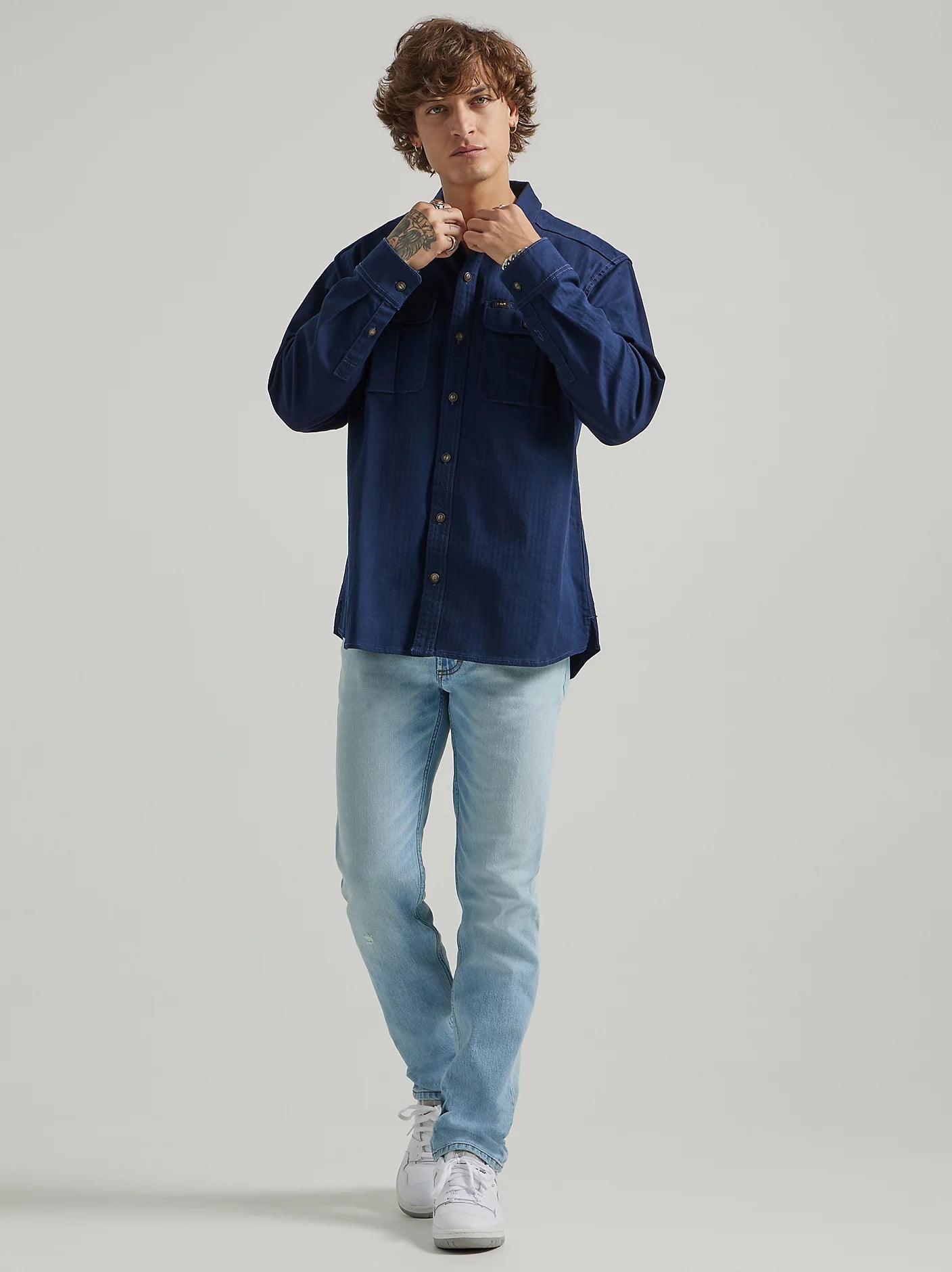 Lee Men's Slim Fit Straight Leg Premium Denim Jeans (Mason Light Wash, W40 x L30)