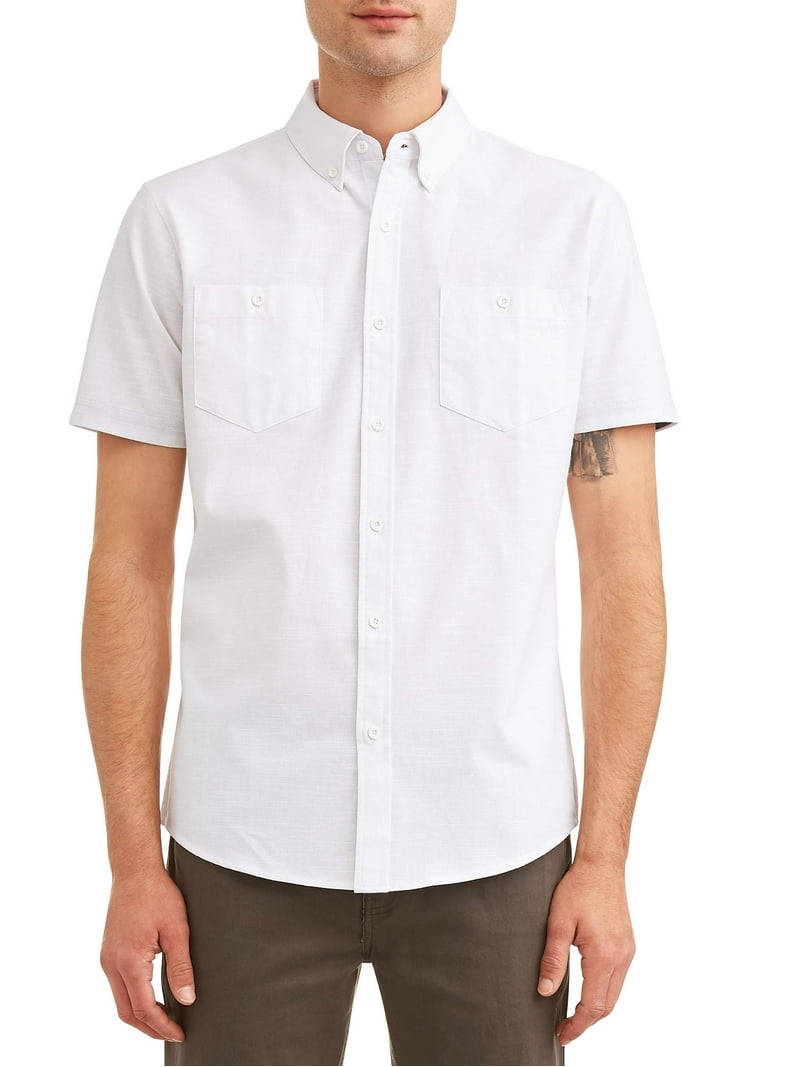 Lee Men's Solid Short Sleeve Button Down shirt, Available up to