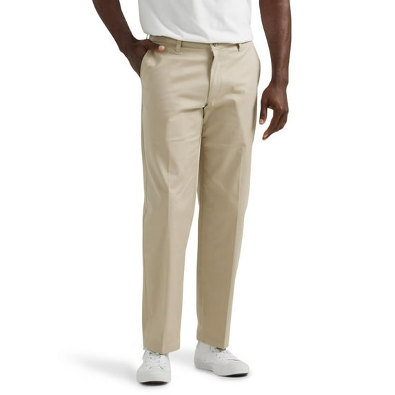 Lee Men's Total Freedom Stretch Relaxed Fit Flat Front Pant, Sand, 29W x 30L