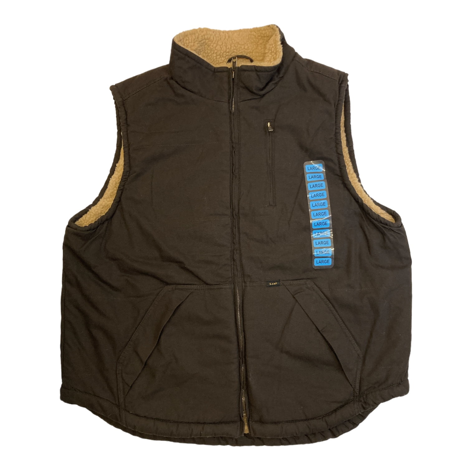 Lee Men's Sherpa Lined Duck Canvas Workwear Vest with Zipper, XXL