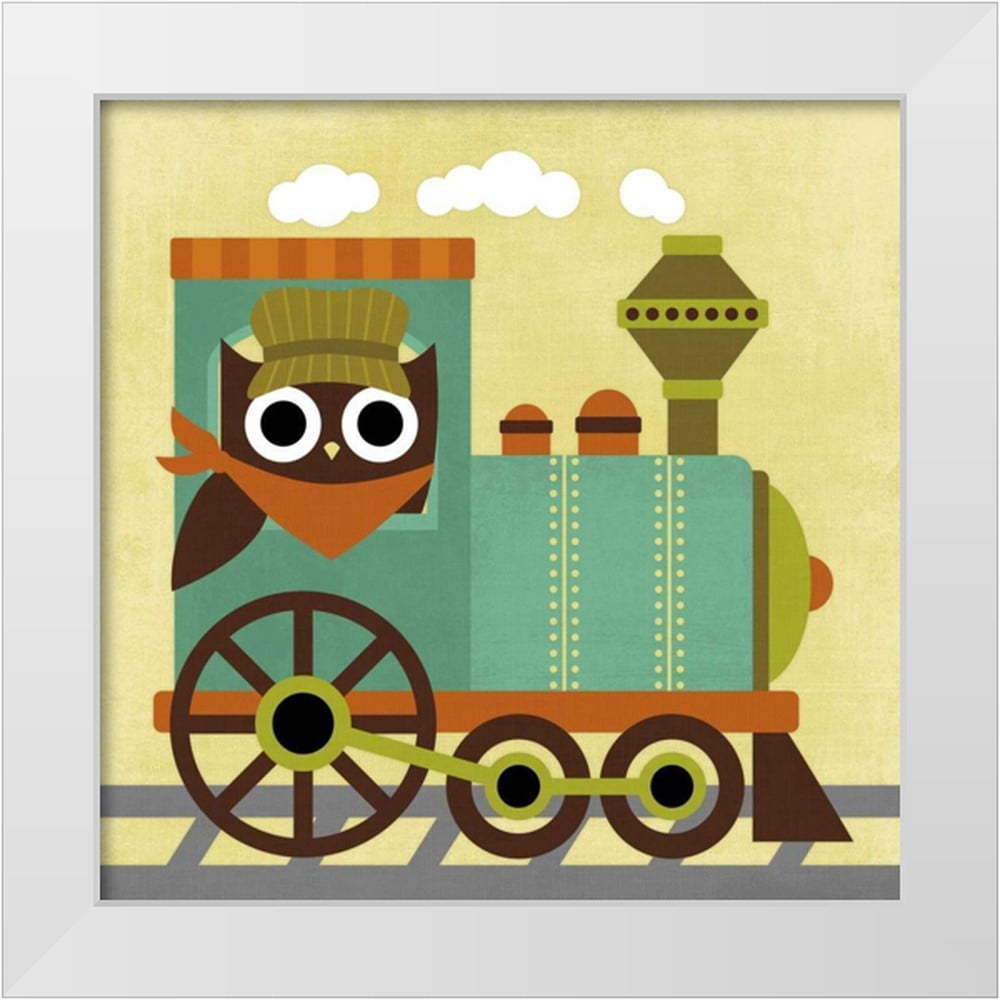 Owl Train Design Lee, Nancy 12x12 White Modern Wood Framed Museum Art Print Titled - Owl ...