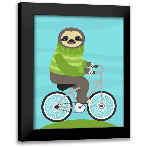 Lee, Nancy 12x14 Black Modern Framed Museum Art Print Titled - Cycling Sloth
