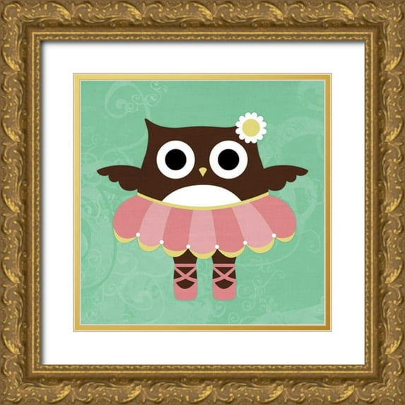 Lee, Nancy 15x15 Gold Ornate Wood Framed with Double Matting Museum Art Print Titled - Ballerina Owl