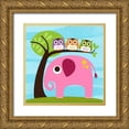 thumbnail image 1 of Lee, Nancy 15x15 Gold Ornate Wood Framed with Double Matting Museum Art Print Titled - Elephant with Three Owls, 1 of 4