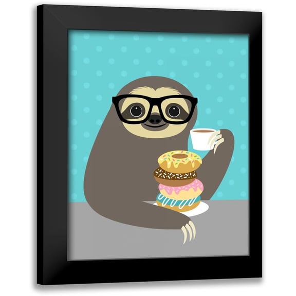 Lee, Nancy 20x24 Black Modern Framed Museum Art Print Titled - Snacking Sloth