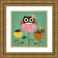 thumbnail image 1 of Lee, Nancy 26x26 Gold Ornate Wood Framed with Double Matting Museum Art Print Titled - Owl Squirrel and Hedgehog in Flowers, 1 of 4