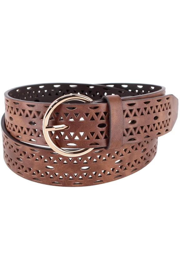 Perforated Leather Cut Edge Belt (Women)