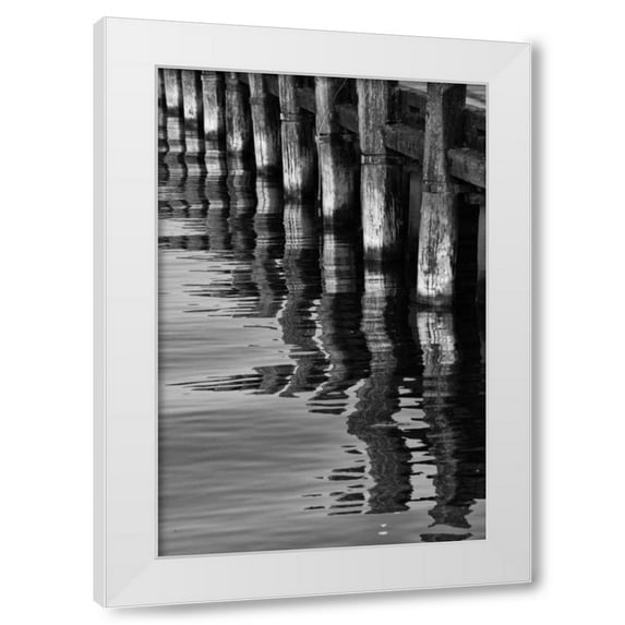 Lee Peterson 13x18 White Modern Wood Framed Wall Art Titled - Pier Pilings VIII