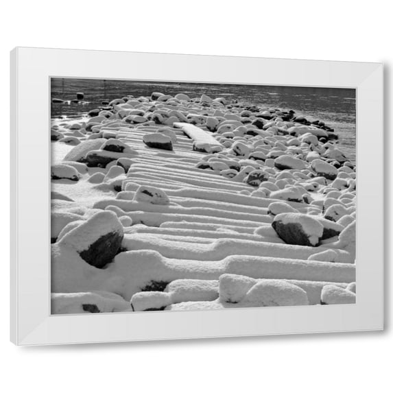 Lee Peterson 18x15 White Modern Wood Framed Wall Art Titled - Tahoe Snow I