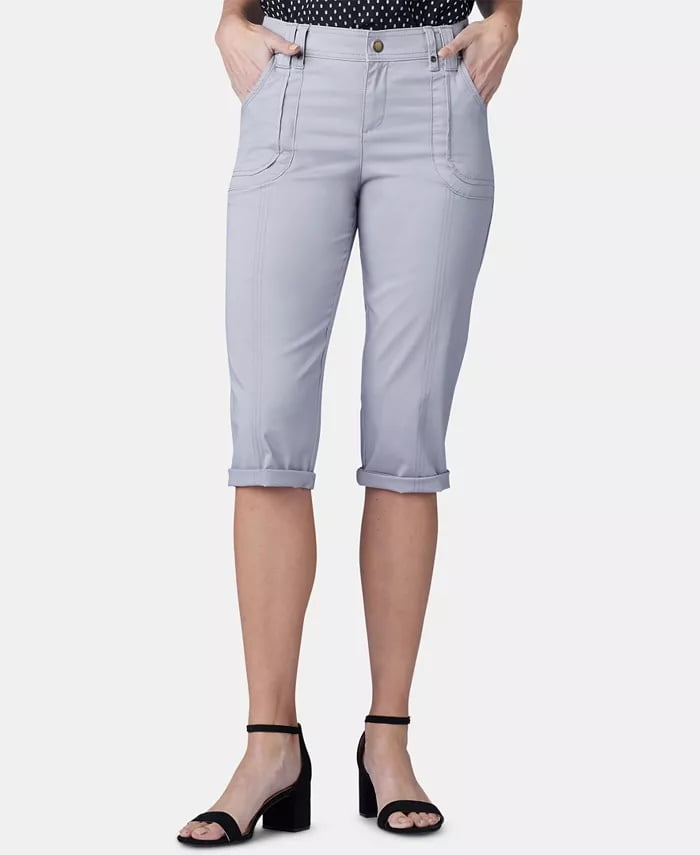 LEE PLATINUM LABEL Lee Platinum Women's Patch Pocket Capri Pants Gray Size 10 Petite