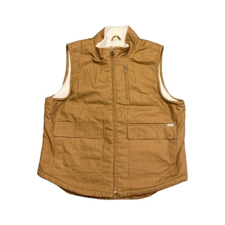 Lee Men's Sherpa Lined Canvas Workwear Vest, XL, Warm Zipper