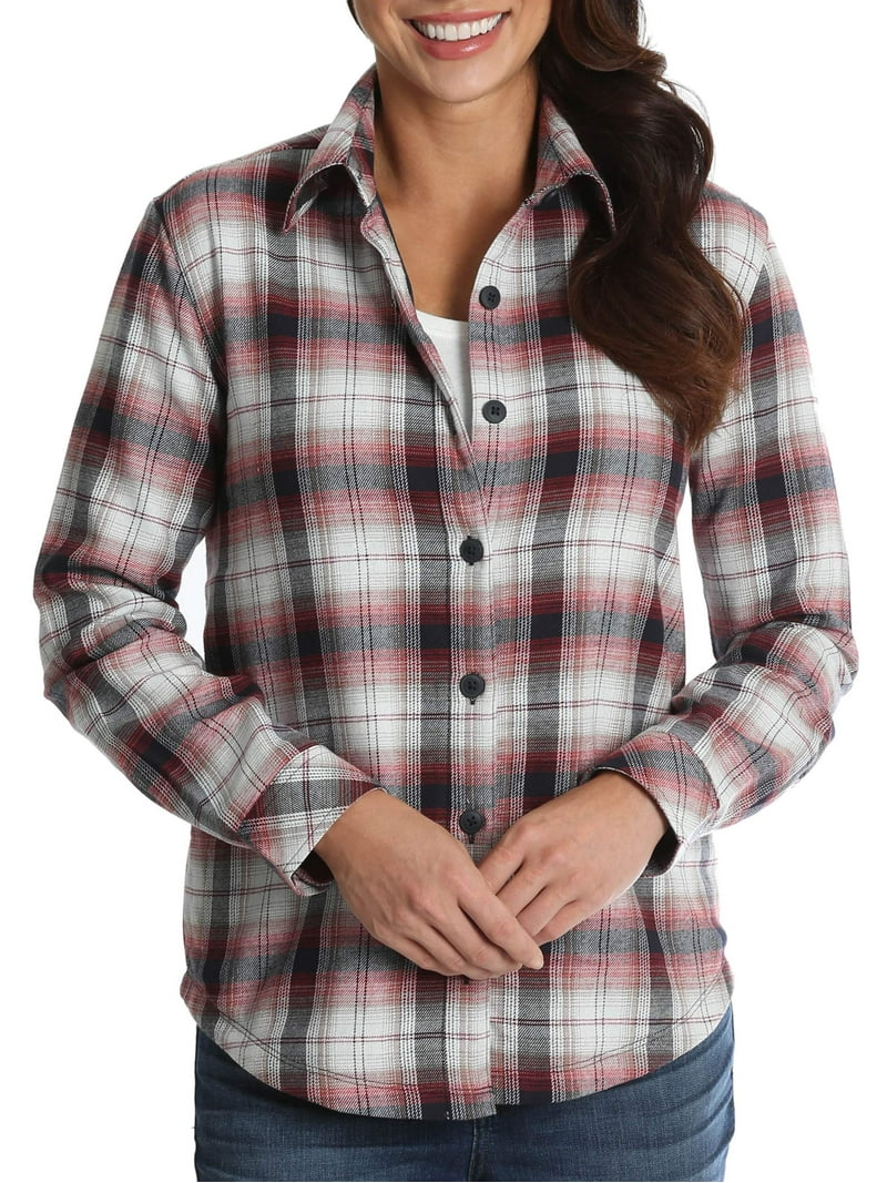 Fleece Lined Flannel Women's Fleece Shirt Buttoned Lee Riders