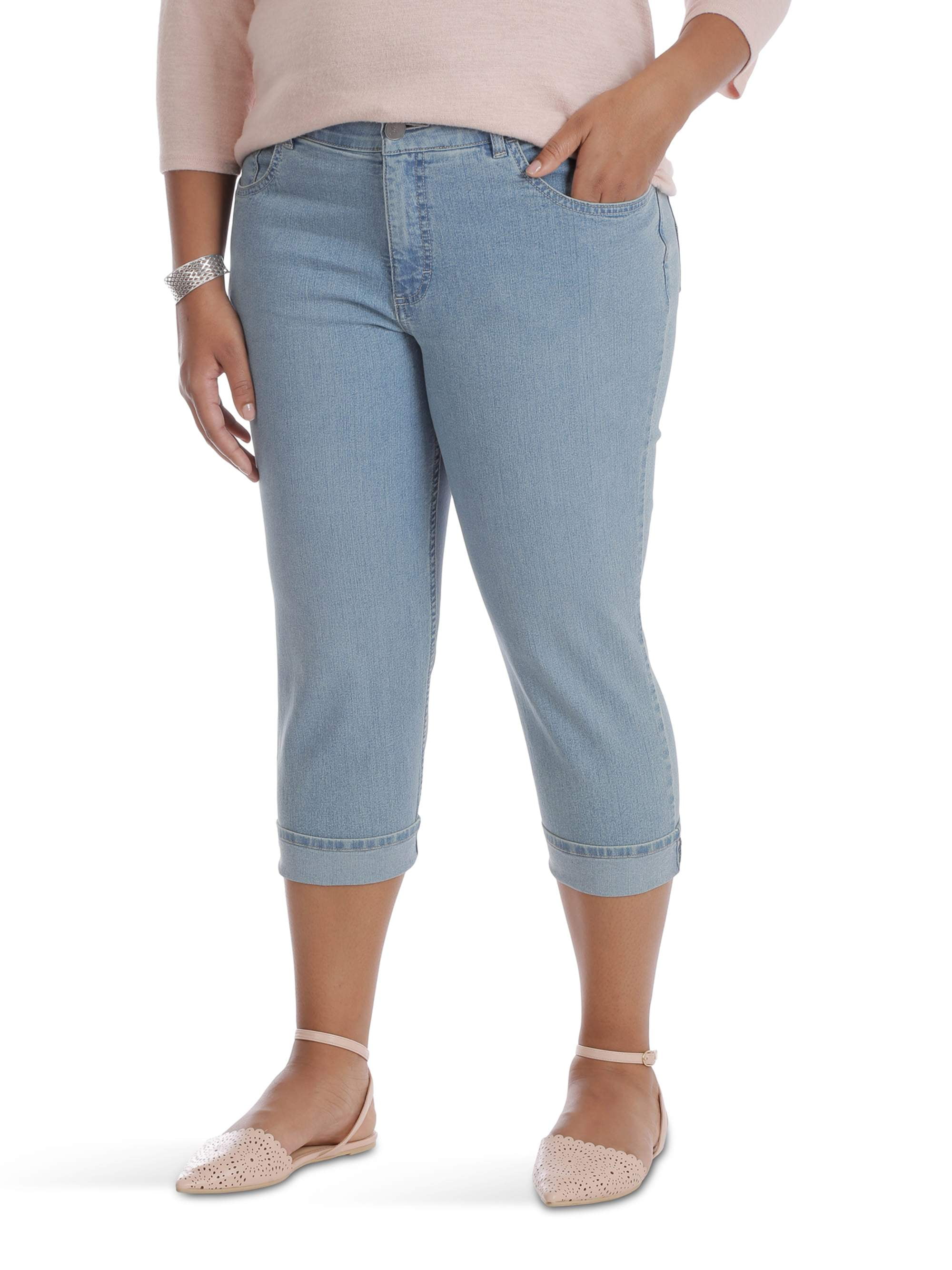 Lee Riders Women s Plus Comfort Waist Cuffed Capri Walmart