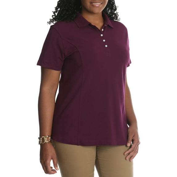 Lee Riders Women's Plus Size Short Sleeve Knit Everyday Essential Polo Shirt