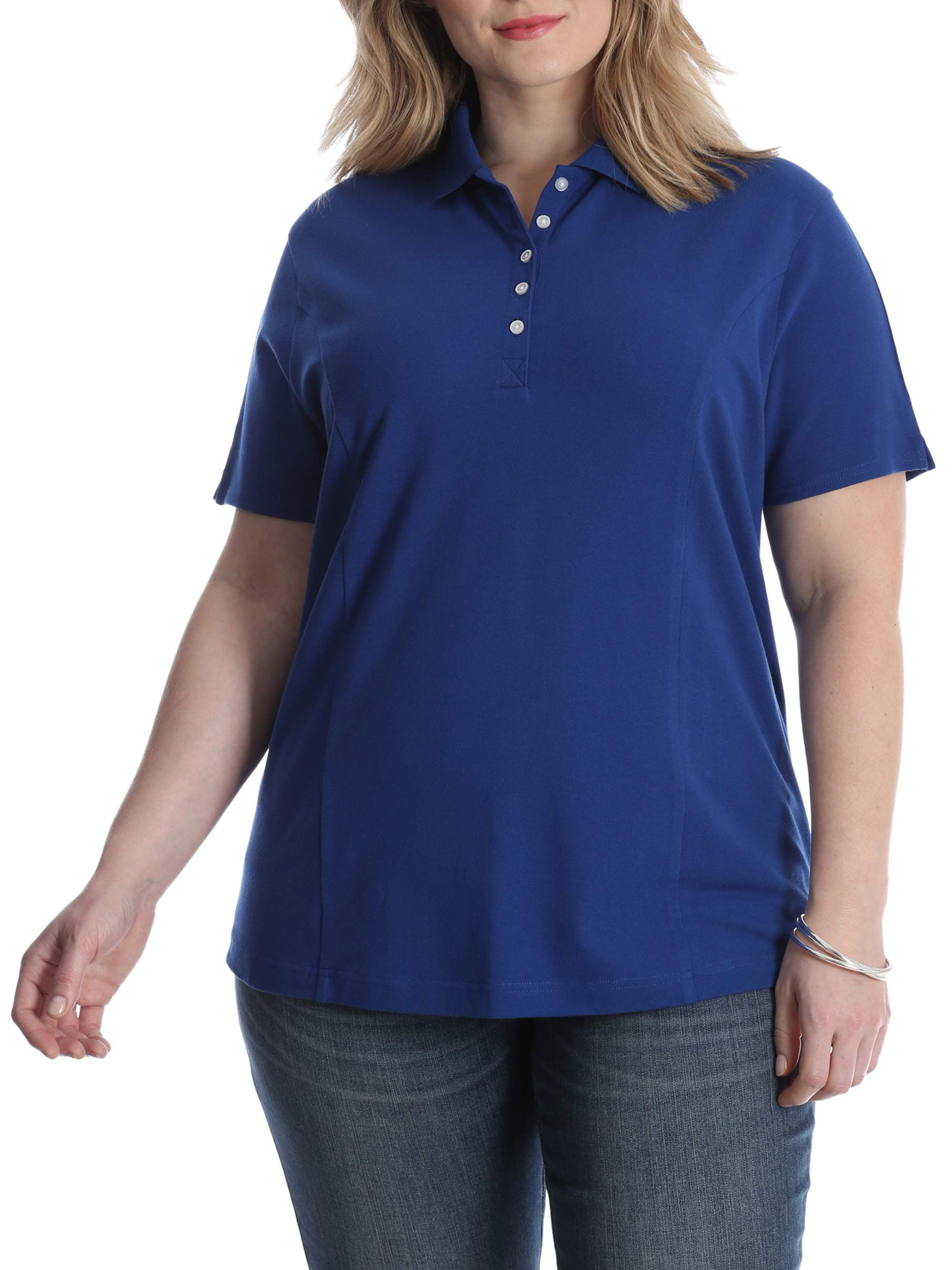 Lee Riders Women's Short Sleeve Knit Essential Polo Shirt - Walmart.com