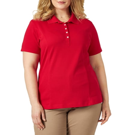 Lee Riders Women's Plus Size Short Sleeve Knit Everyday Essential Polo Shirt