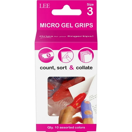 Lee Tippi Micro-Gel Fingertip Grips, #3 Extra Small, Assorted Colors, Pack Of 10