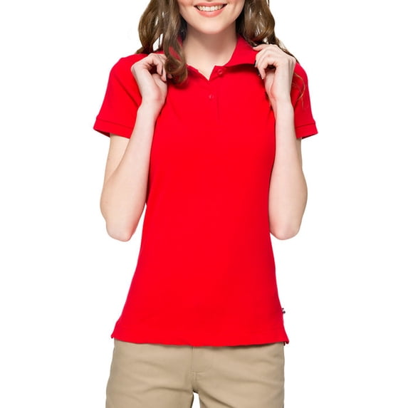 Lee Uniforms Juniors' Plus Short Sleeve Stretch Pique Polo
