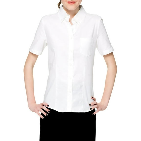 Lee Uniforms Juniors' Short Sleeve Stretch Oxford Blouse