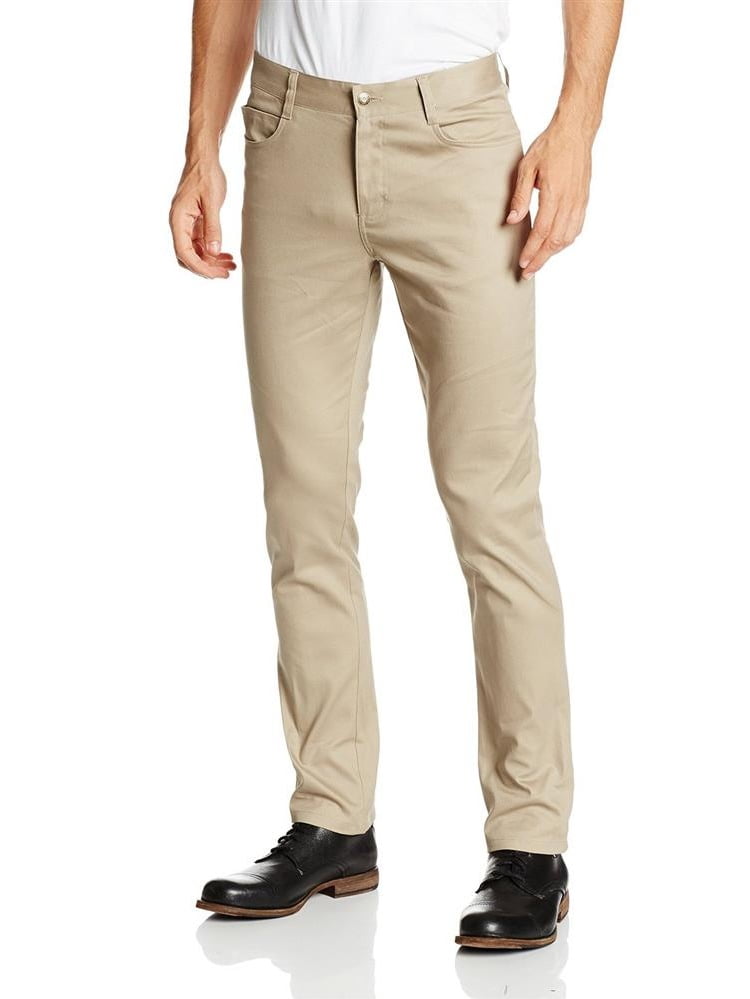Plaid&Plain Men's Skinny Stretchy Khaki Pants Colored Pants Slim Fit Slacks  Tapered Trousers 819 Black 27X28 at Amazon Men's Clothing store