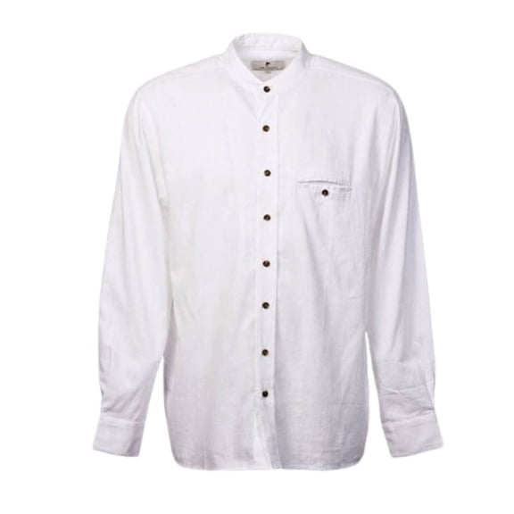 Men's Irish Collarless Linen Grandfather Shirt - Bleach White
