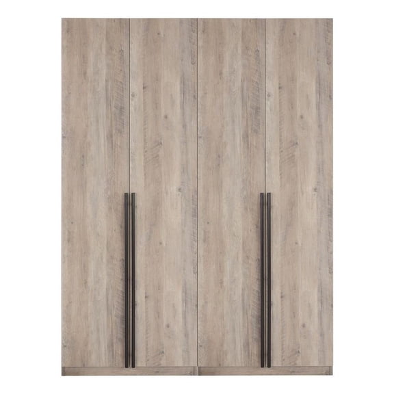 Lee Wardrobe Closet 2.0 from Engineered Wood in Rustic Gray - Set of 2