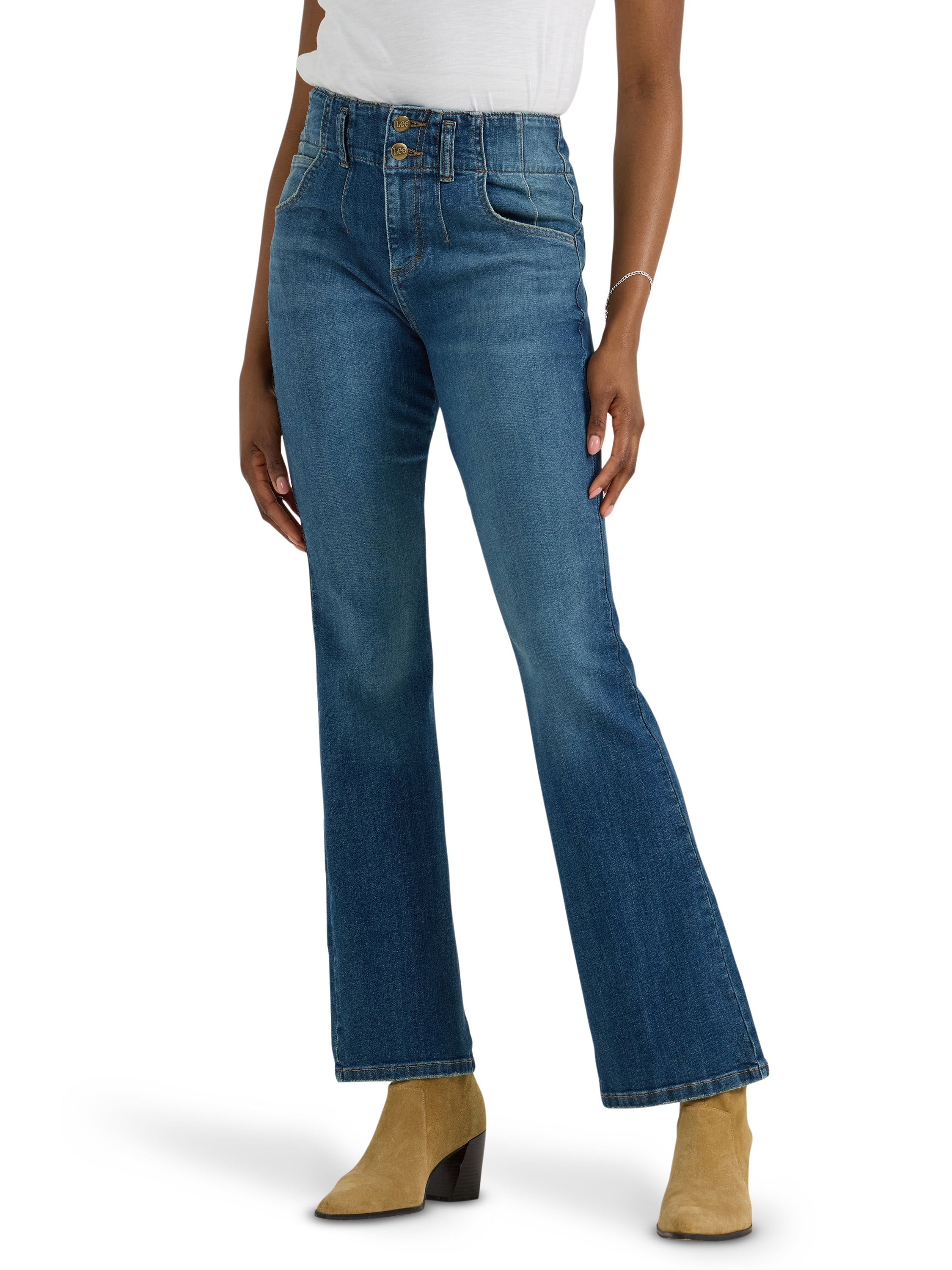 Lee Dames Regular Fit Bootcut Jean, Blackout 01, 44 kort