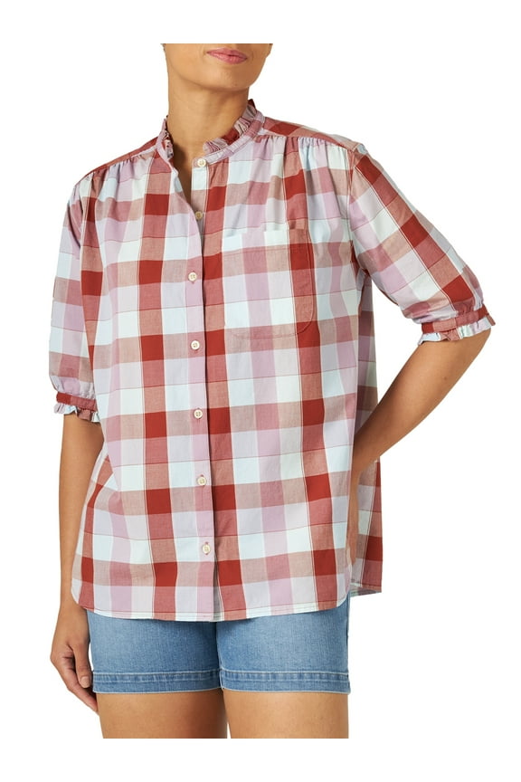 Women's All Purpose Short Sleeve Ruffle Neck Top