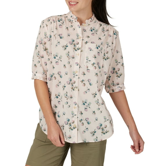 Lee Women's All Purpose Short Sleeve Ruffle Neck Top
