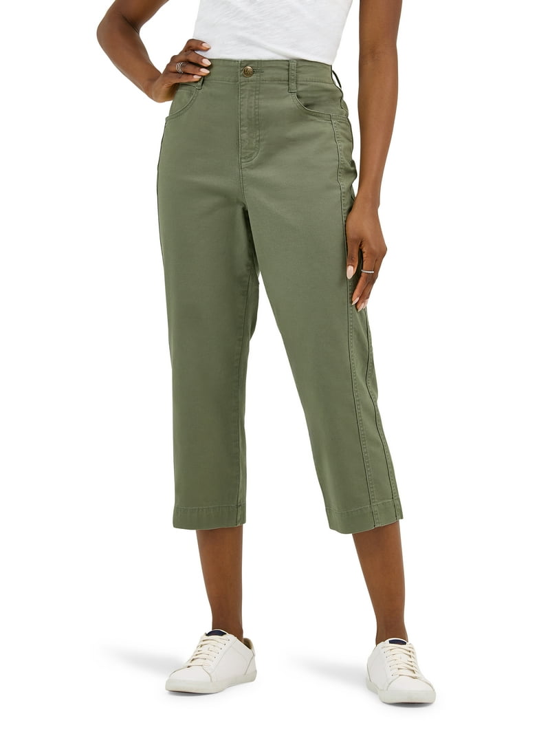 Lee Women's Capri Pant Mid-Rise Stretch Comfort Loose Fit Cotton