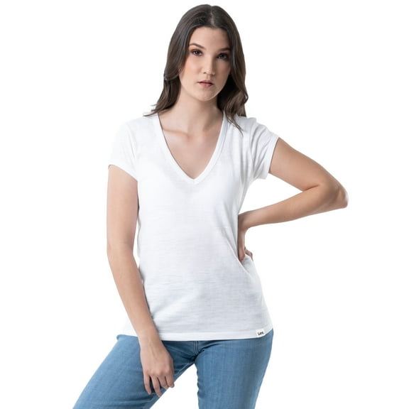 Lee Women's Classic Fit Short Sleeve V-Neck T-Shirt, S-3X