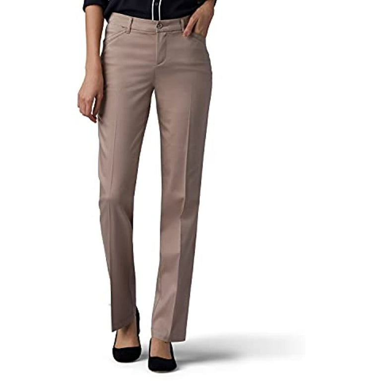 Lee Women's Flex Motion Regular Fit Straight Leg Pant, Flax, 14
