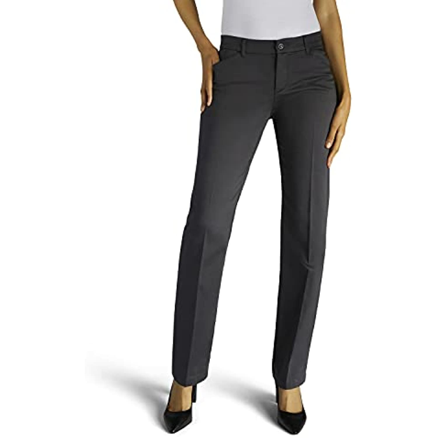 Lee Women s Flex Motion Regular Fit Straight Leg Pant Iron 18 Long