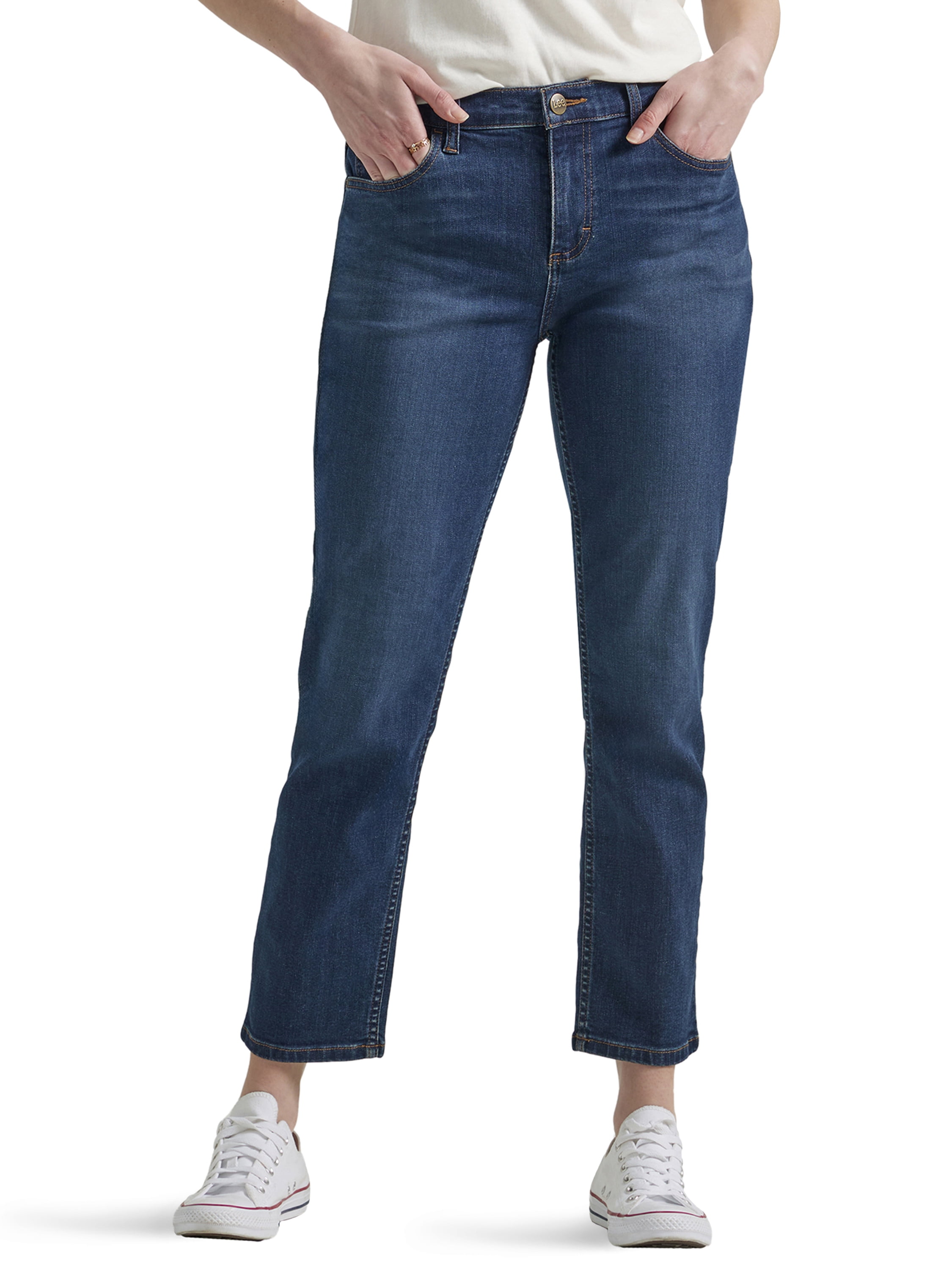 Lee Women s Heritage Mid Rise Slim Straight Jean Walmart