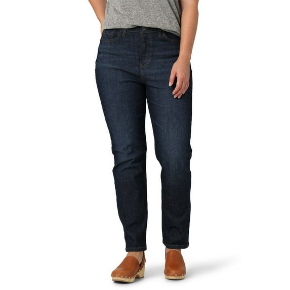 Lee Women's High Rise Mom Jean, Rinse, 18 Short