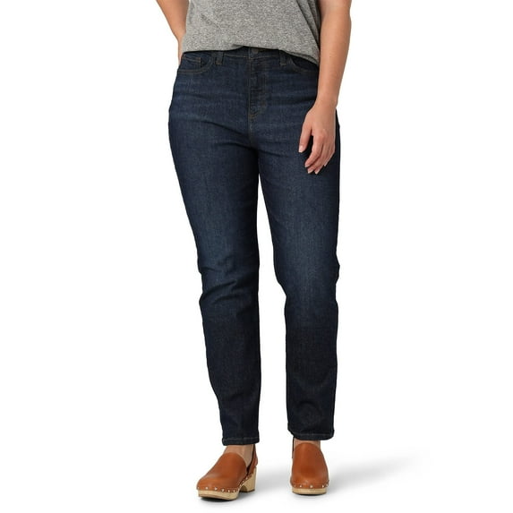 Lee Women's High Rise Mom Jean, Rinse, 8 Short