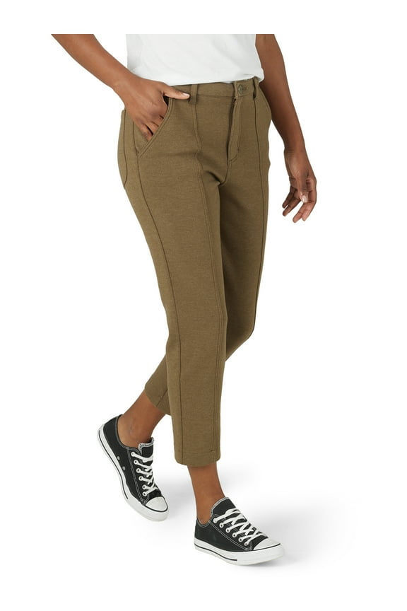 Women's High Rise Straight Leg Cropped Knit Pants