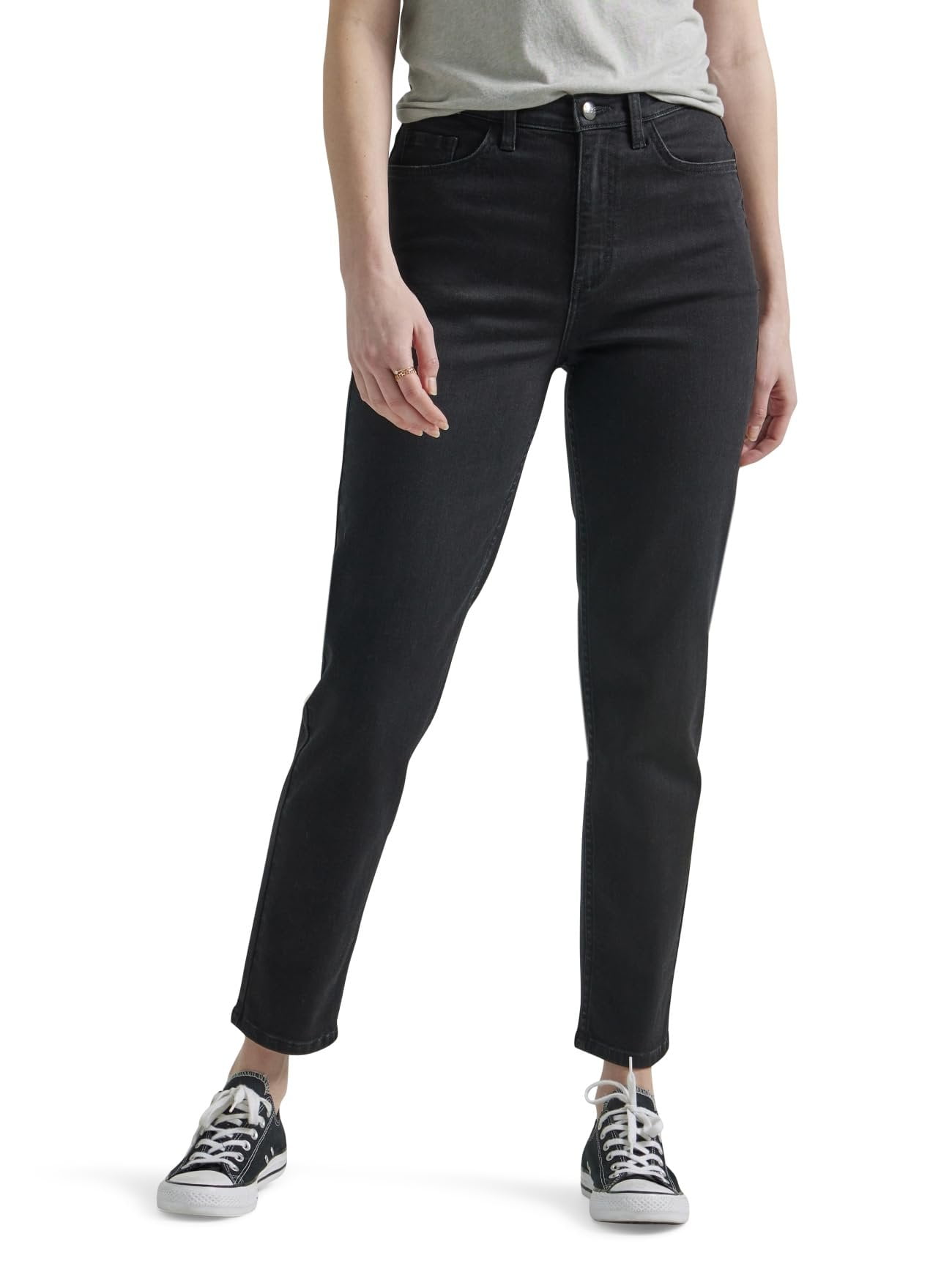 Lee Womens Wrinkle Free Relaxed Fit Straight Leg Pant - Tamaño 8 Short - Color Black | Guatemala