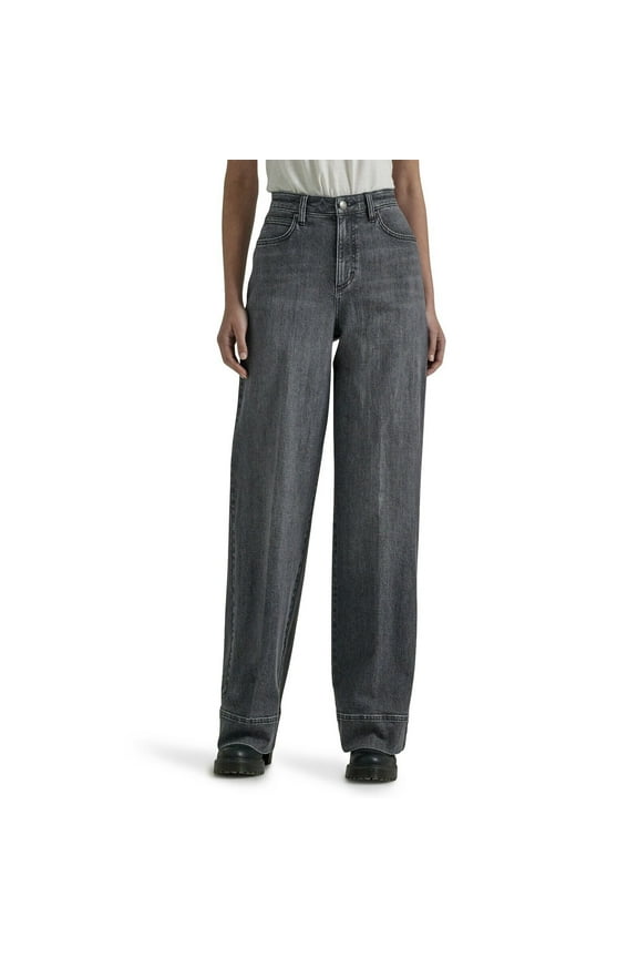 Women's Legendary High Rise Trouser Jean Denim Pants Grey Blurred Darks New