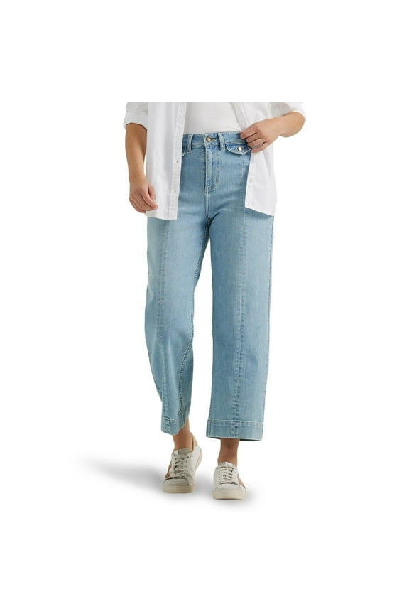 Women's Legendary Wide Leg Seamed Crop Capri Jean Light Eternal Fade New NWT