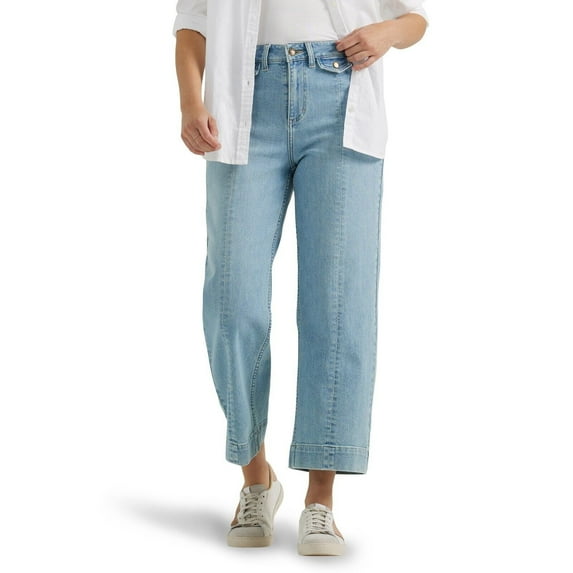 Lee Women's Legendary Wide Leg Seamed Crop Capri Jean Light Eternal Fade New NWT