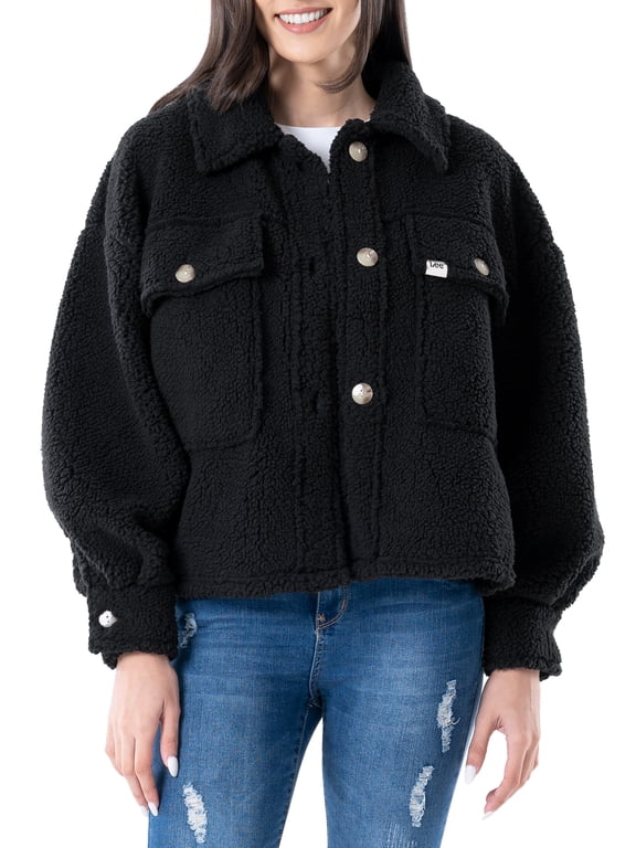 ® Women's Long Sleeve Cropped Sherpa Shirt Jacket