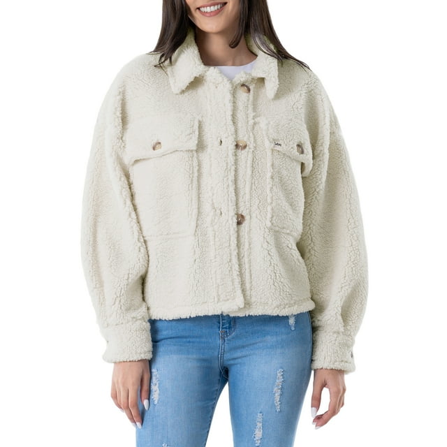 Lee® Women's Long Sleeve Cropped Sherpa Shirt Jacket