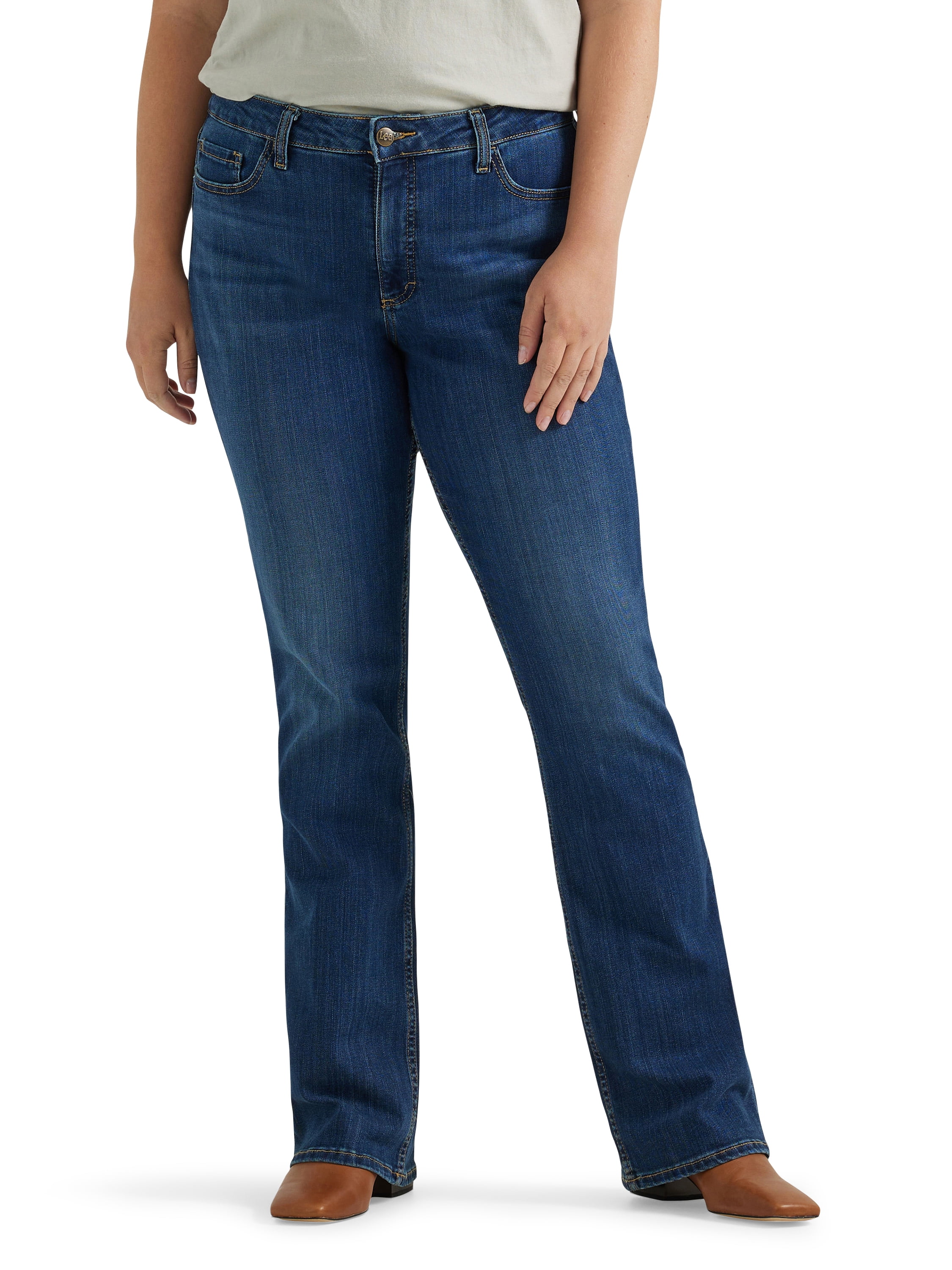 Jean Femme Lee Slender Secret Midrise Bootcut, Stretch, Gris Charbon, Taille 16 Petite