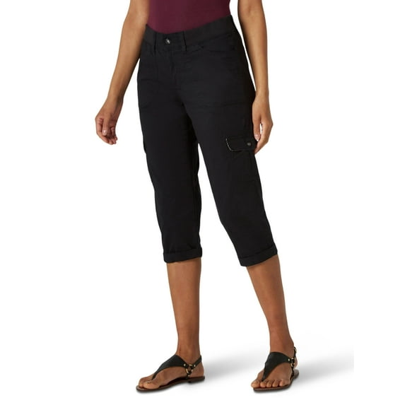 Lee Womens Relaxed Fit Austyn Cargo Capri 18 Black